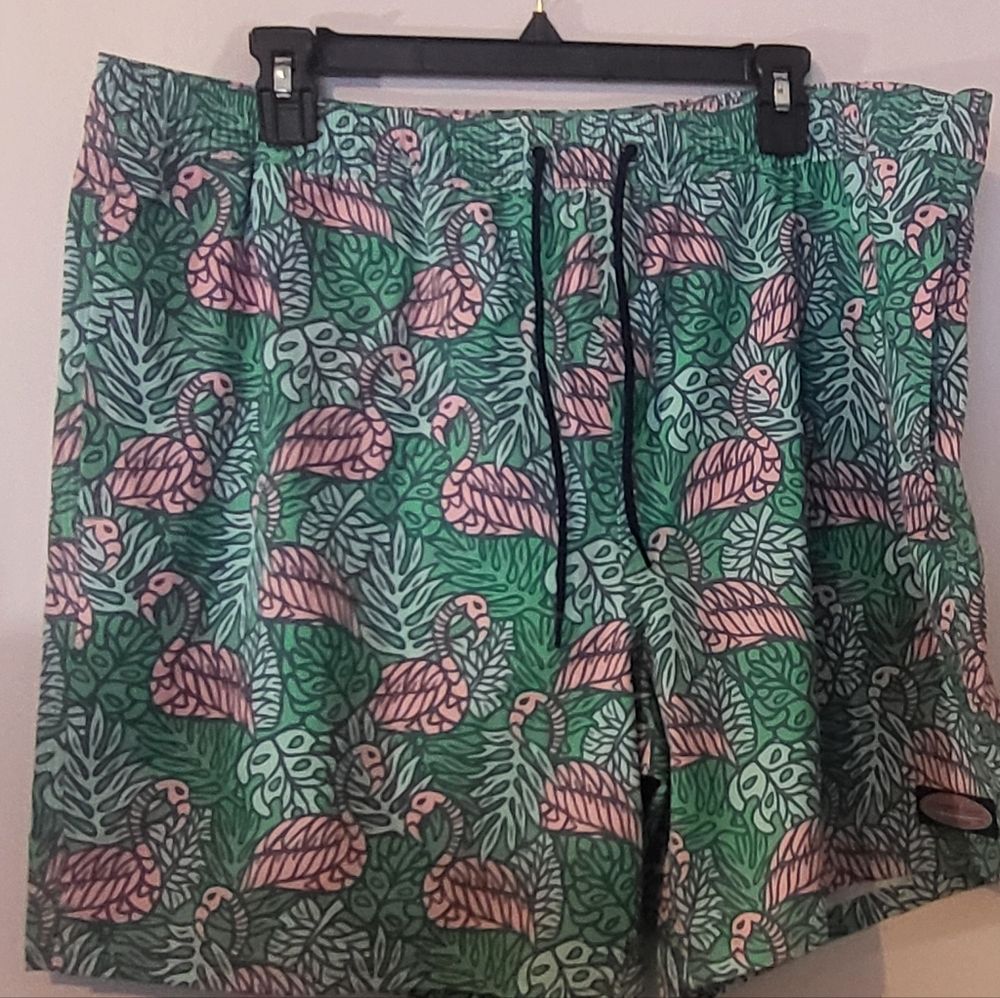 Vineyard Vines Green and Pink Flamingo Hybrid Shorts